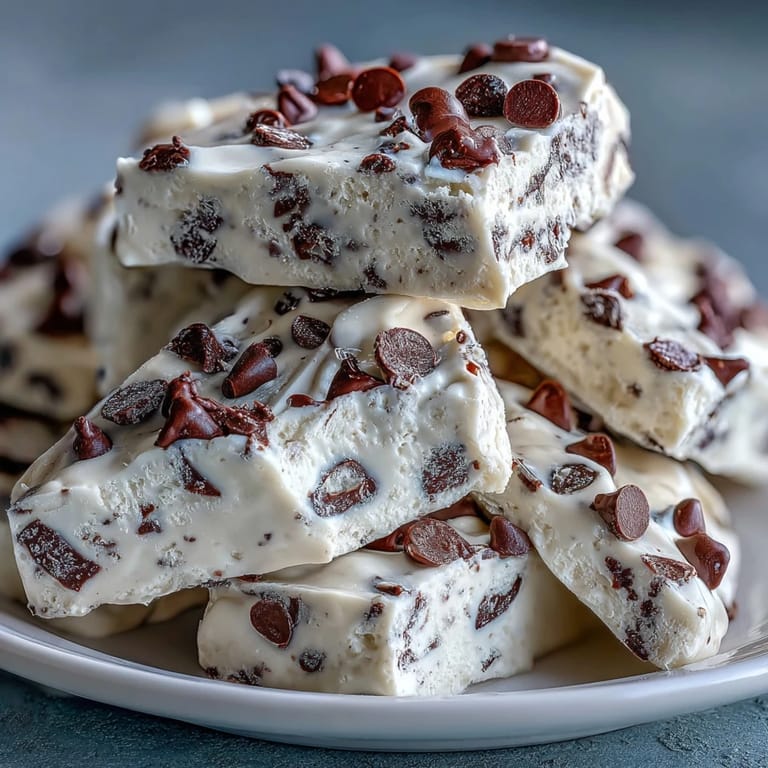Köstlicher, gefrorener Joghurt-Bark mit Cottage Cheese und Mandelmehl für eine cookie-dough-ähnliche Textur.