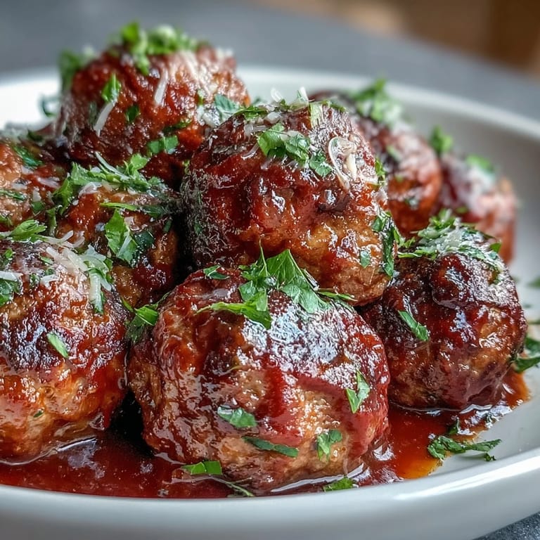Saftige Fleischbällchen aus Rinderhackfleisch in würziger Tomatensauce, langsam perfekt gegart.