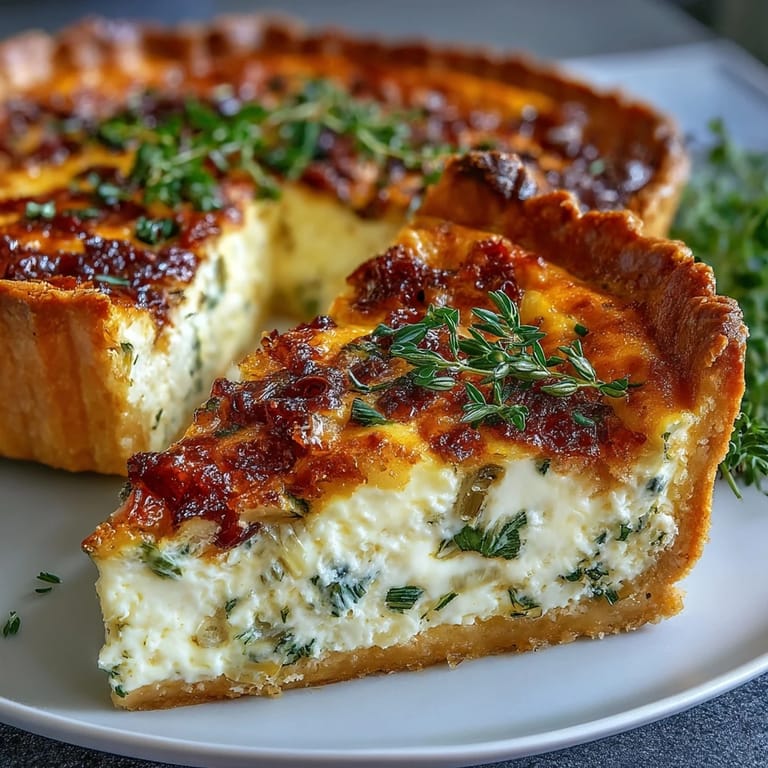 Cremige Spring Brunch Quiche mit Lauch und Gruyère, serviert mit einem knackigen grünen Salat.  