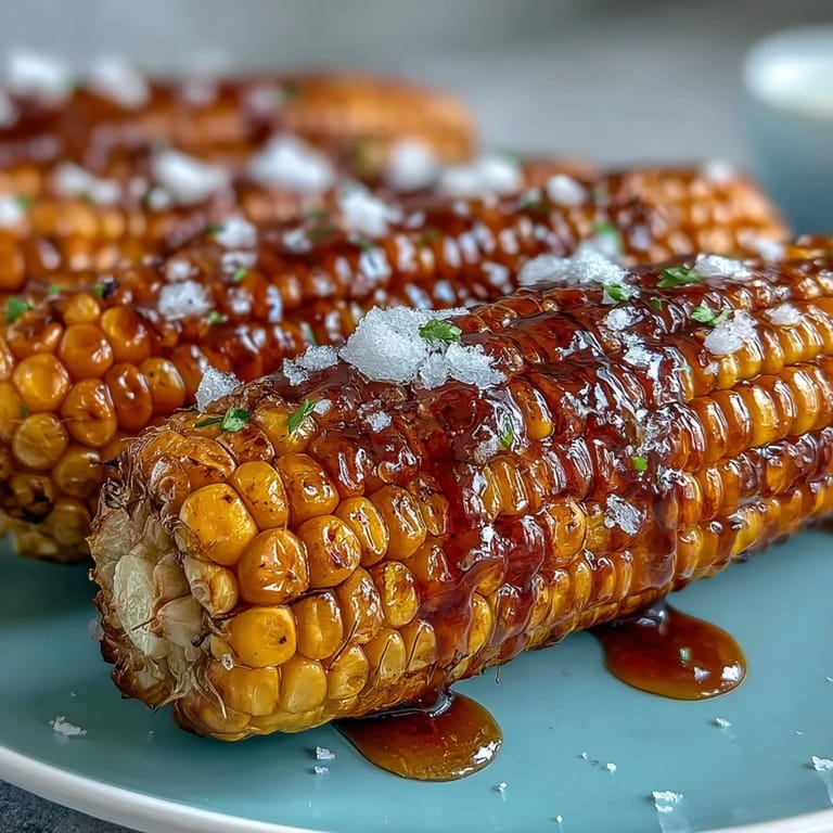 Perfekt gegarter Mais auf dem Kolben, dampfend heiß serviert mit Butter und einer Prise Salz.