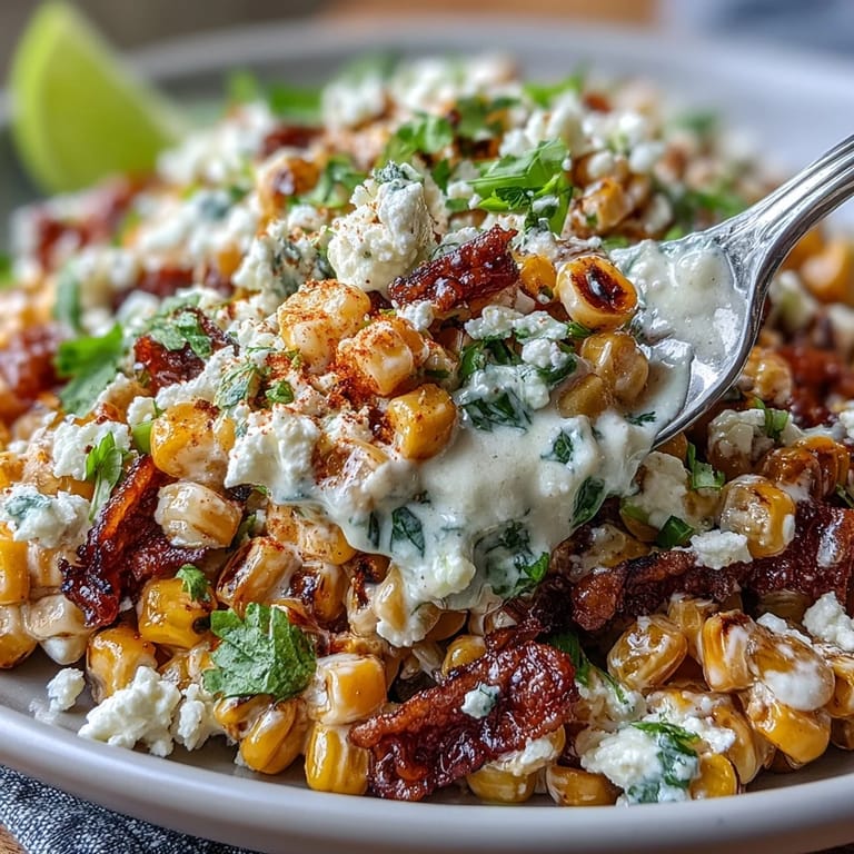 Frische, gegrillte Maiskörner mit Cotija-Käse und Koriander