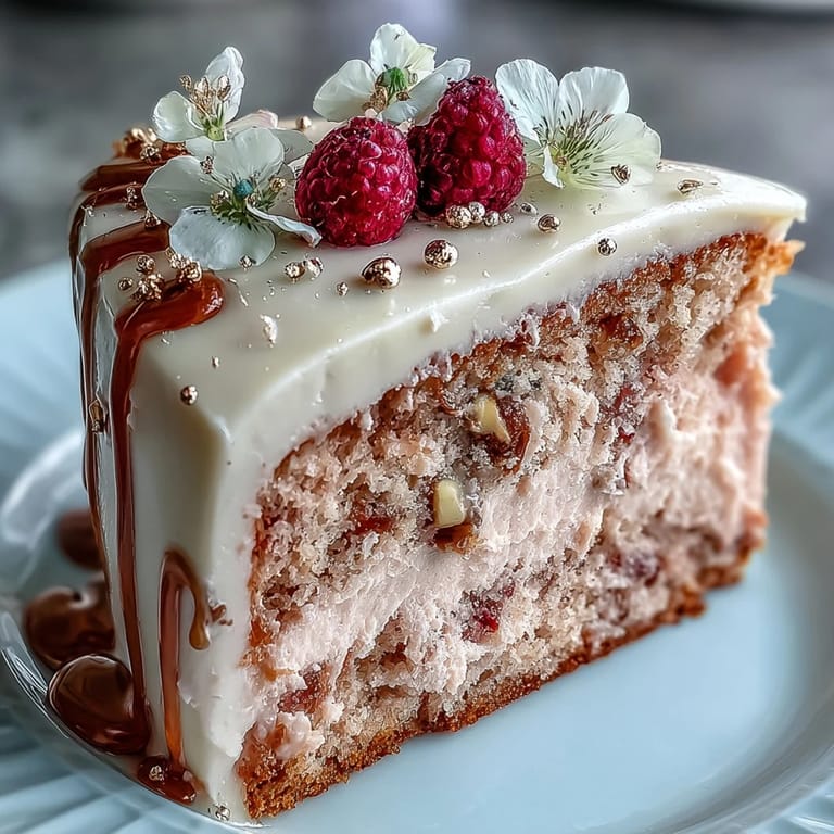 Festliche Rosé Velvet Cake in zartrosa, umhüllt von verführerischer Glasur mit goldenem Glanz.