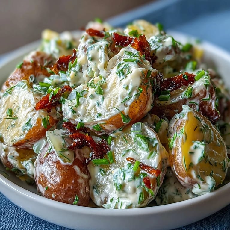 Herzhafter Juneteenth Soul Food Kartoffelsalat mit sauren Gurken, perfekt zum Grillen.