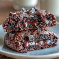 1. Doppelte Schokolade-Käsequark-Protein-Kekse mit reichhaltigem Kakao und zartschmelzenden Schokostückchen.  