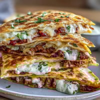 Shepherds Pie Quesadillas mit goldgelbem, knusprigem Tortilla und herzhaftem Kartoffel-Fleisch-Füllung.