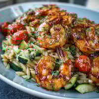 One-Pan Lemon Butter Shrimp and Orzo with juicy shrimp, tender orzo, and fresh vegetables in a vibrant lemon sauce.