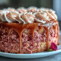 Rosé Velvet Cake mit Gold-Drip – elegante rosa Torte mit Roséwein und glänzendem Goldüberzug für eine festliche Brautparty.